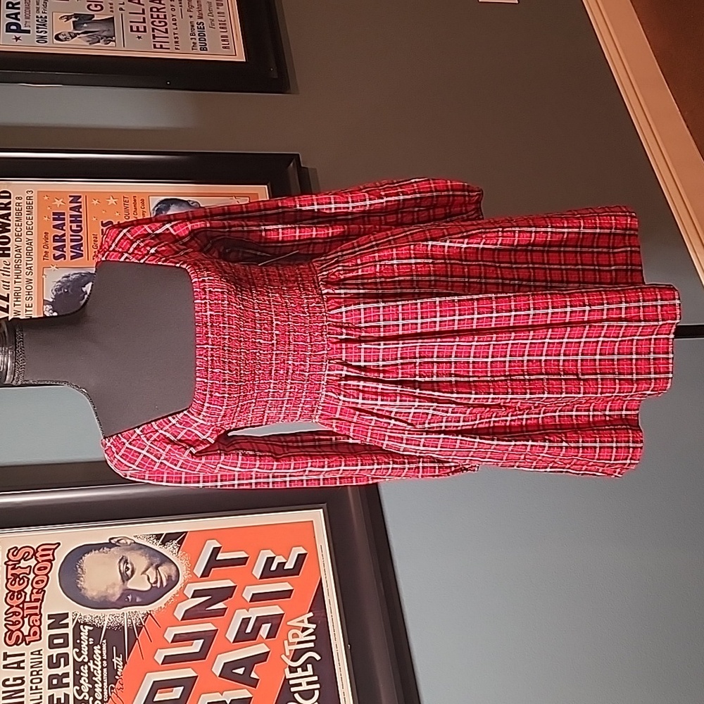 NWT Old Navy Red Tartan  Plaid Midi Dress Size Small